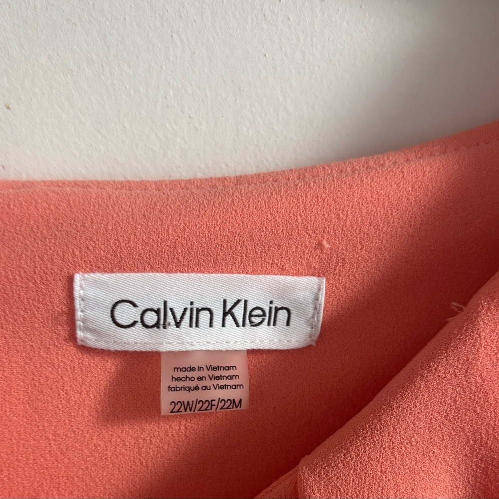 Calvin Klein Womens Dress Peach V-Neck 22W Cape Sheath Work to Dinner Elegant - Picture 7 of 10